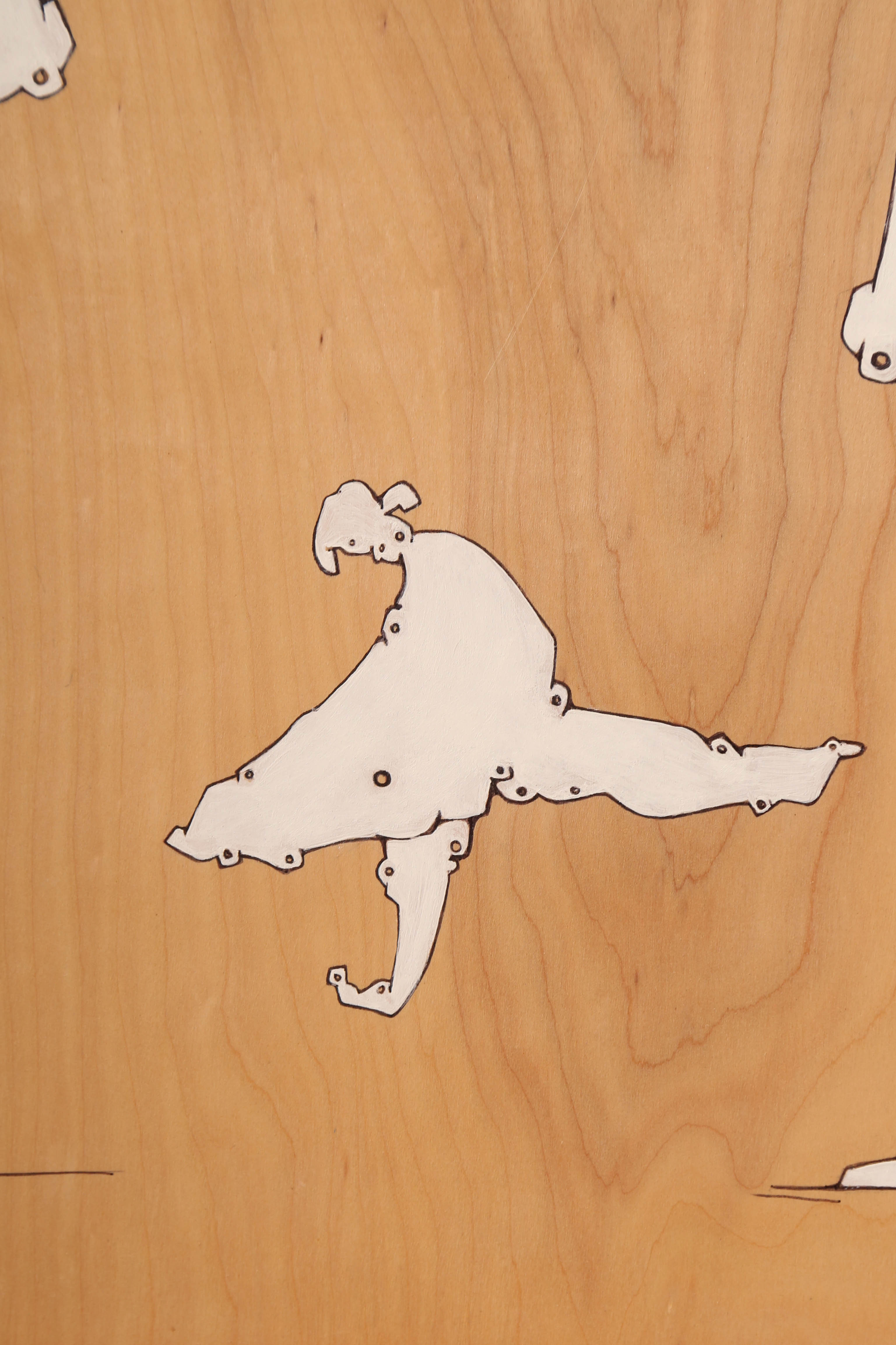 Andrew Wingert "Soft Robot Village" Signed Ink Drawing on Wood