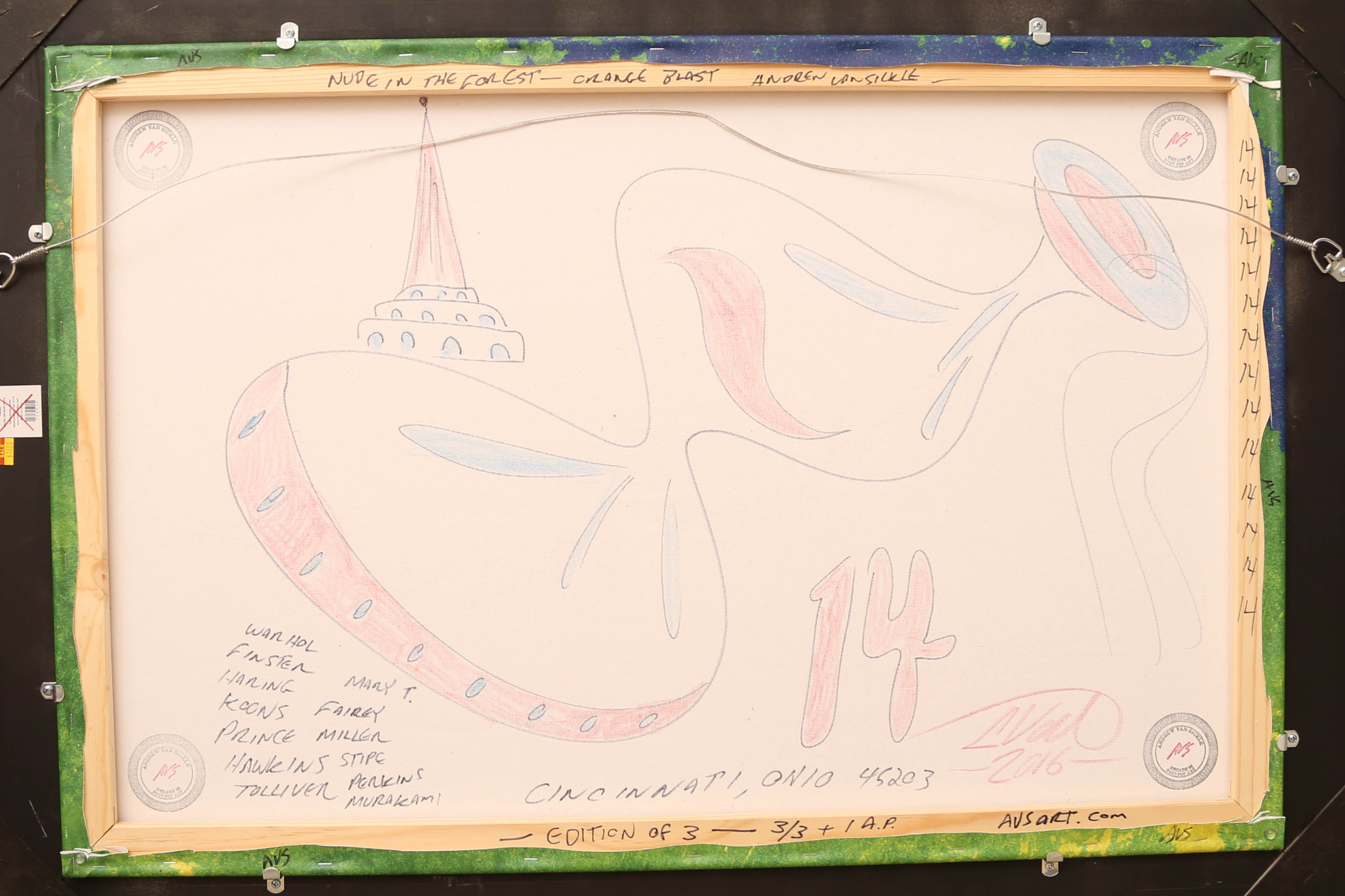 Andrew VanSickle "Nude in the Forest-Orange Blast" Signed Limited Edition Silkscreen on Canvas