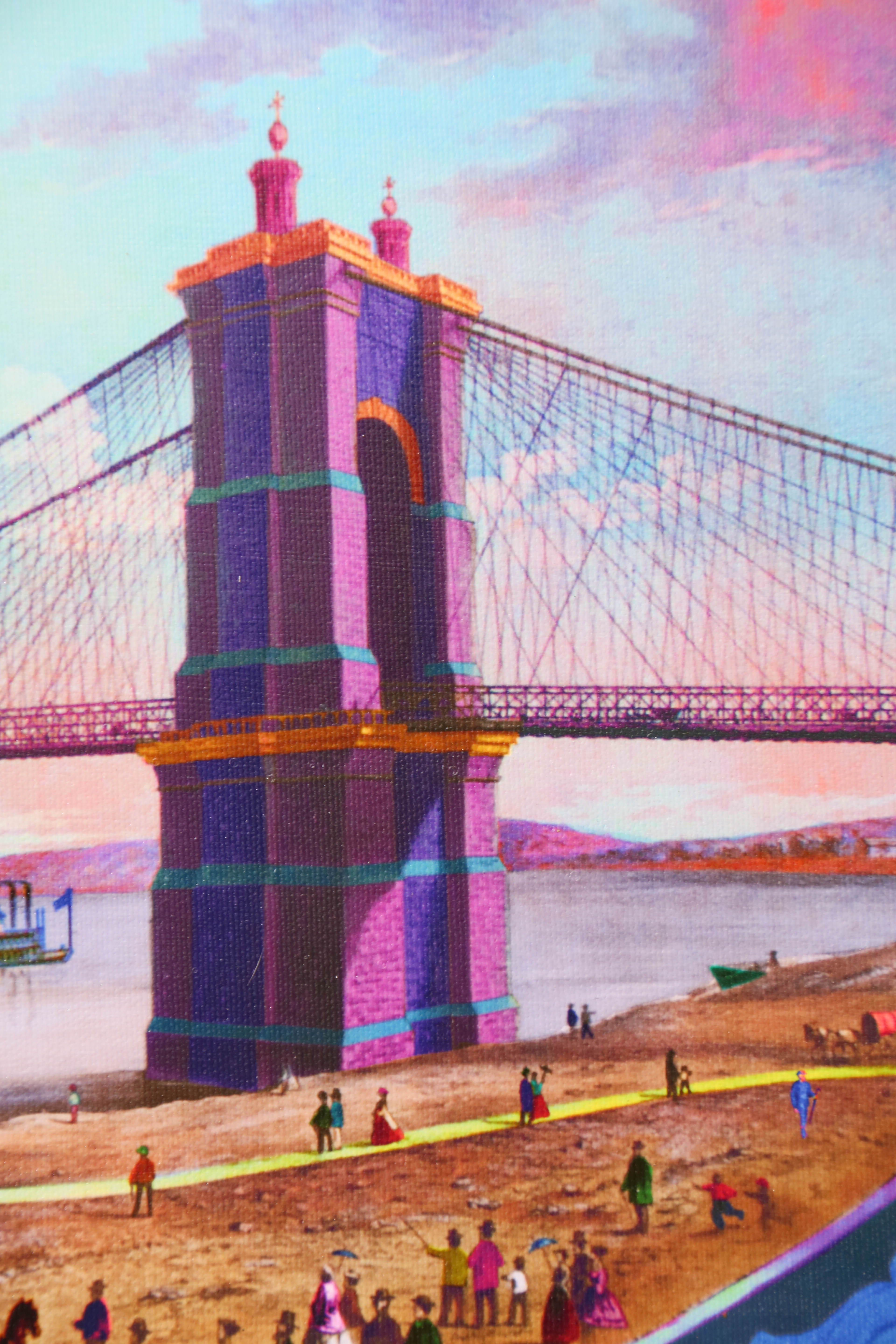 Andrew VanSickle "The Opening Day of Roebling Bridge 1866" Signed Industrial Ink Jet on Canvas