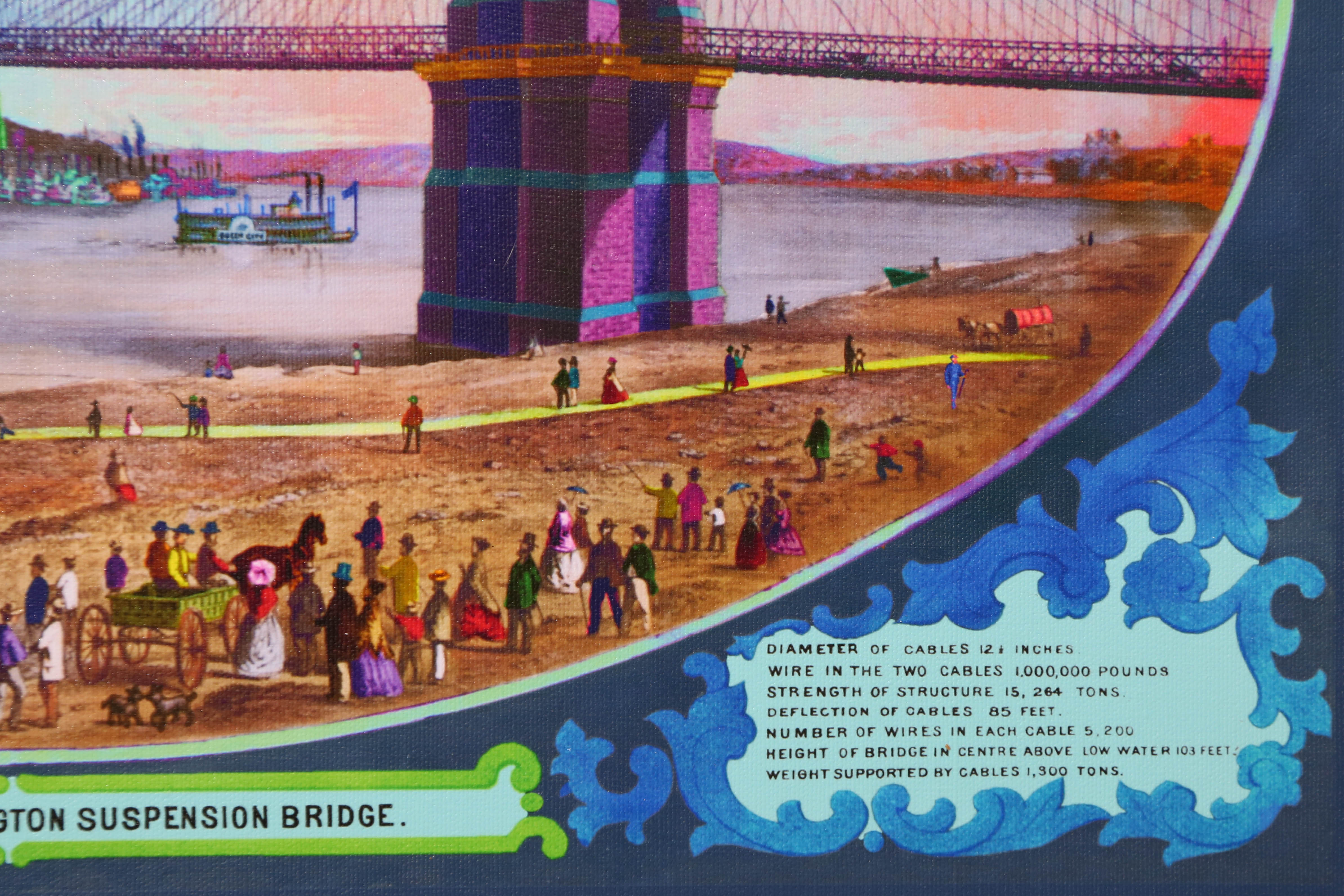 Andrew VanSickle "The Opening Day of Roebling Bridge 1866" Signed Industrial Ink Jet on Canvas