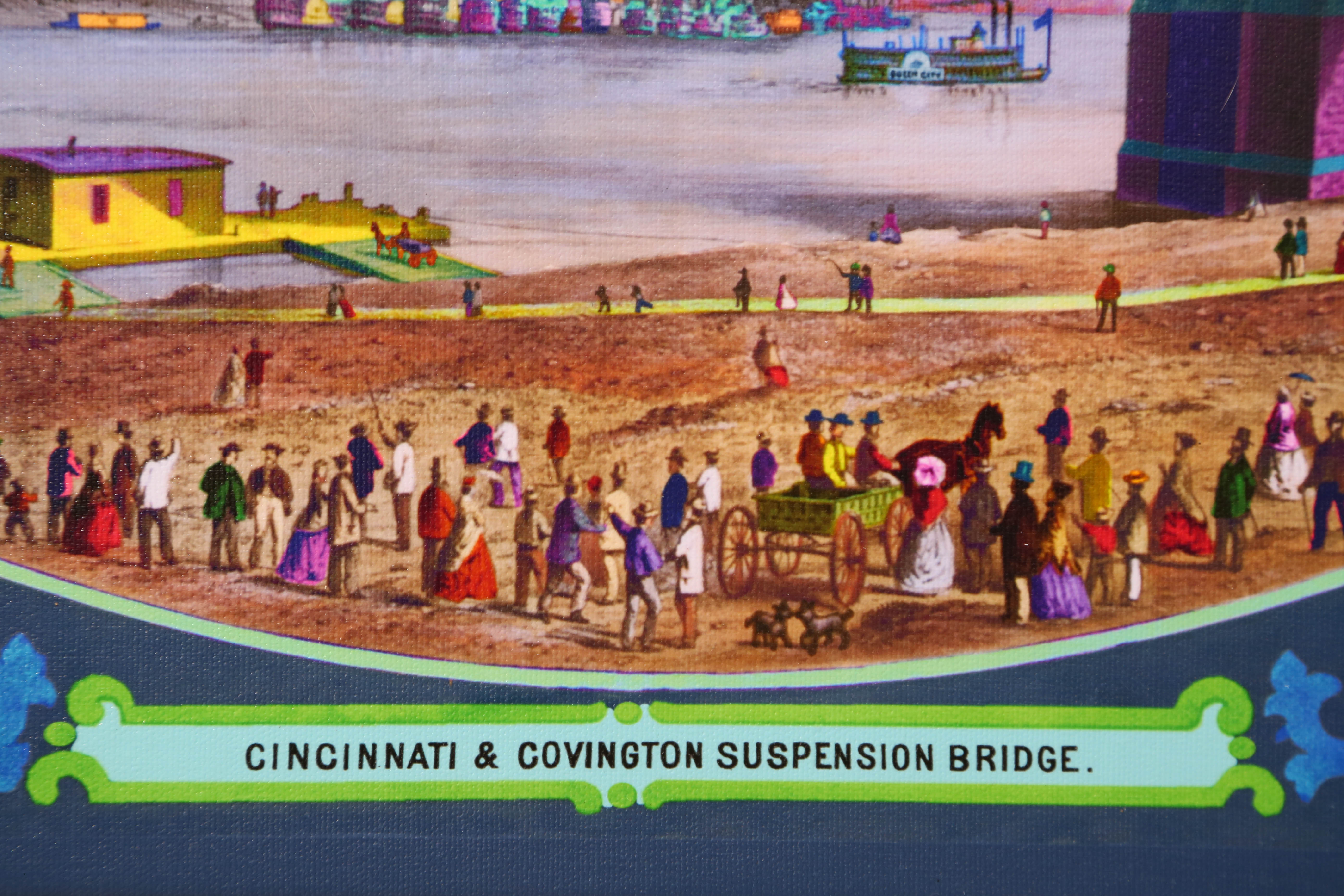 Andrew VanSickle "The Opening Day of Roebling Bridge 1866" Signed Industrial Ink Jet on Canvas