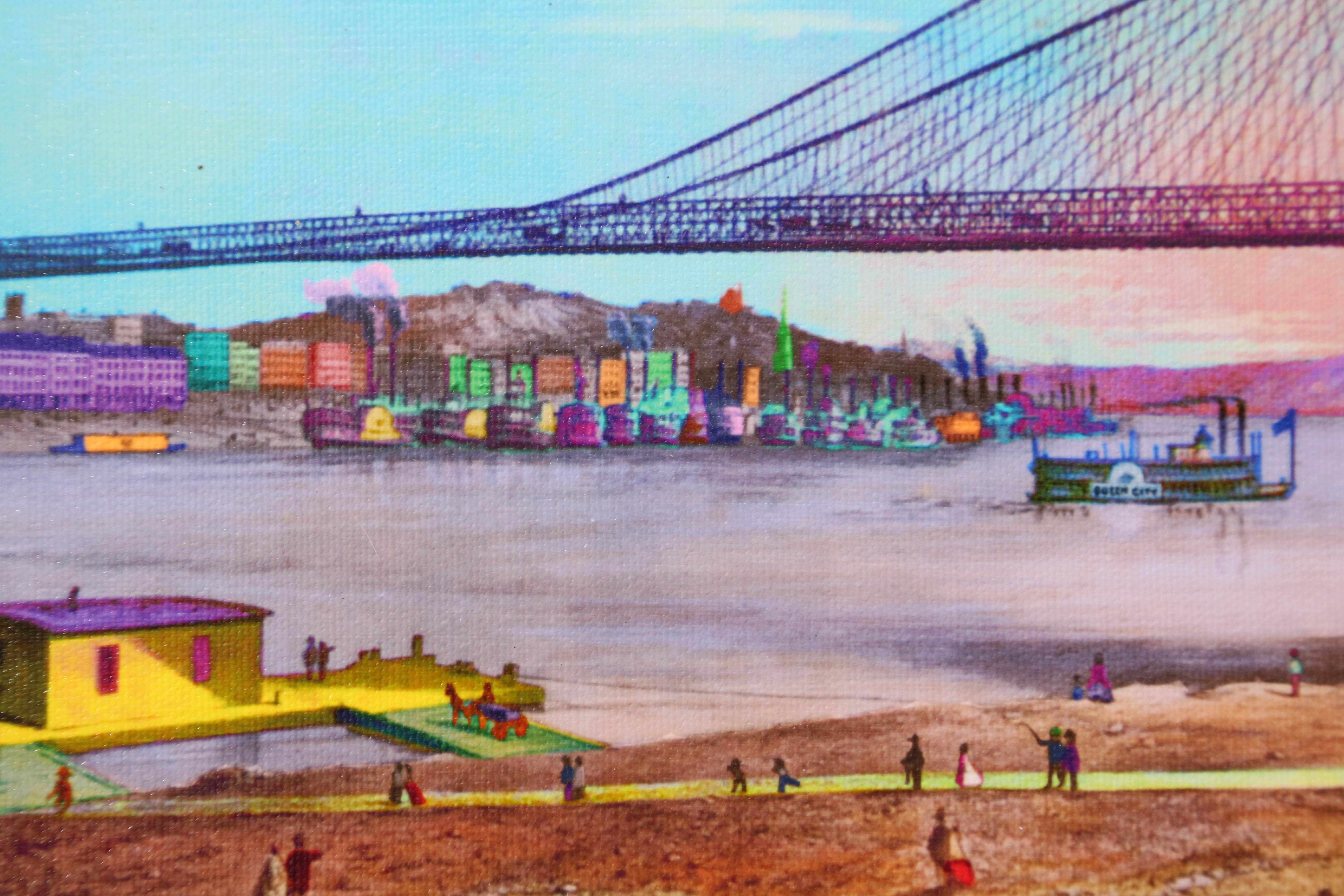 Andrew VanSickle "The Opening Day of Roebling Bridge 1866" Signed Industrial Ink Jet on Canvas