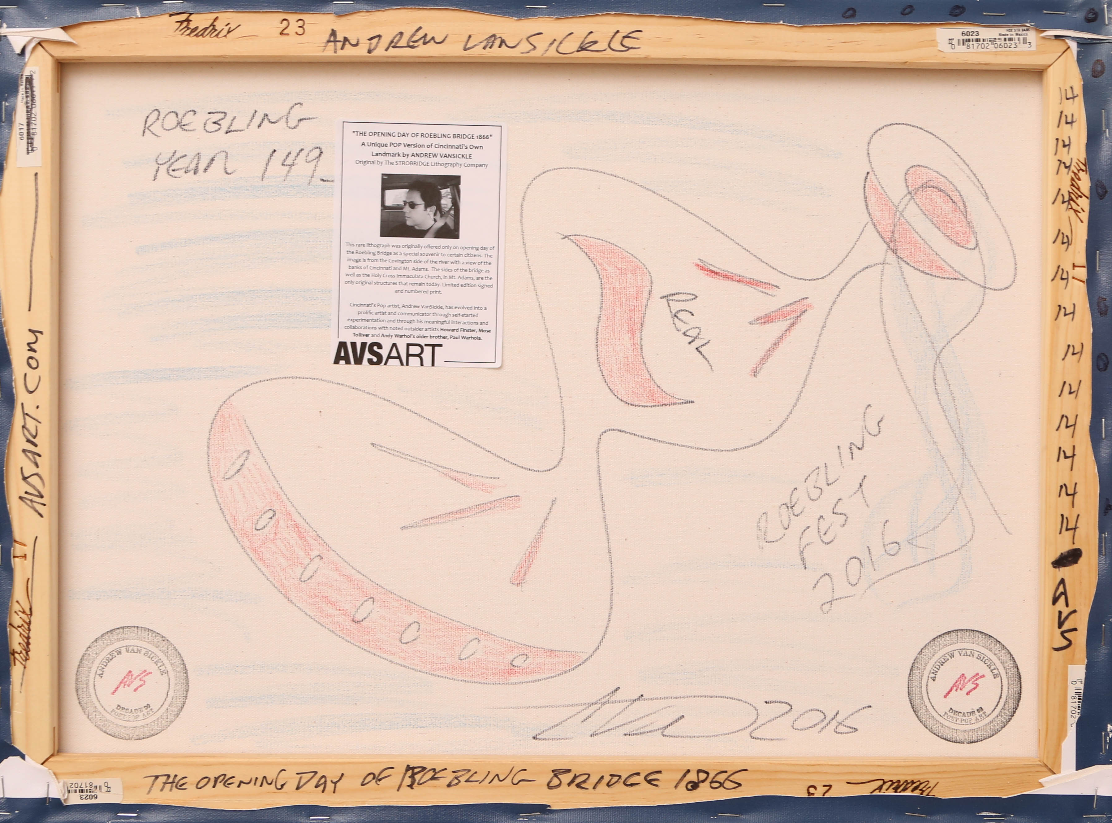 Andrew VanSickle "The Opening Day of Roebling Bridge 1866" Signed Industrial Ink Jet on Canvas