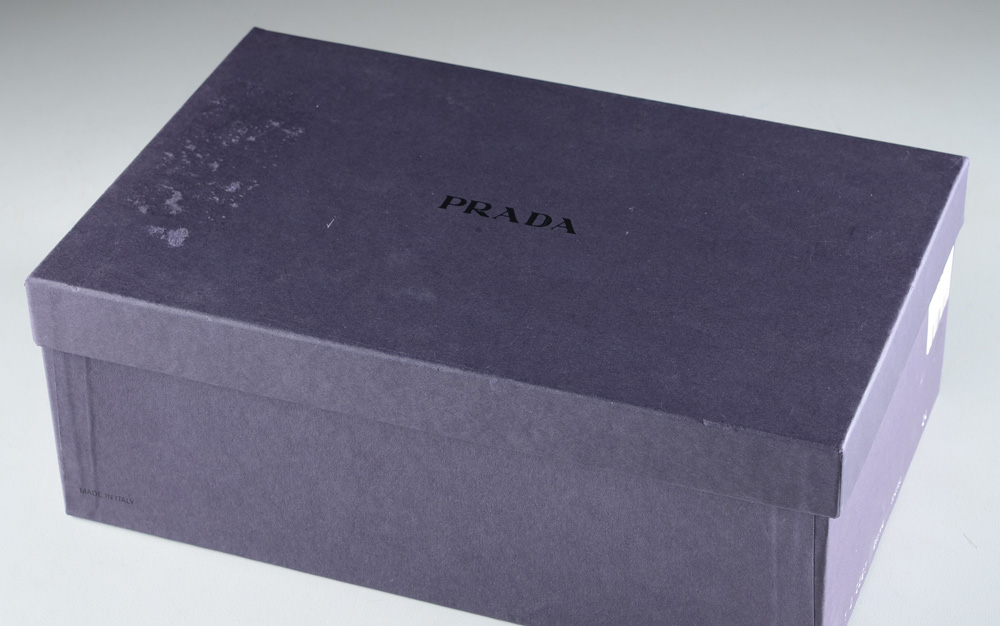 Prada Embossed Suede and Canvas Slingback Mules