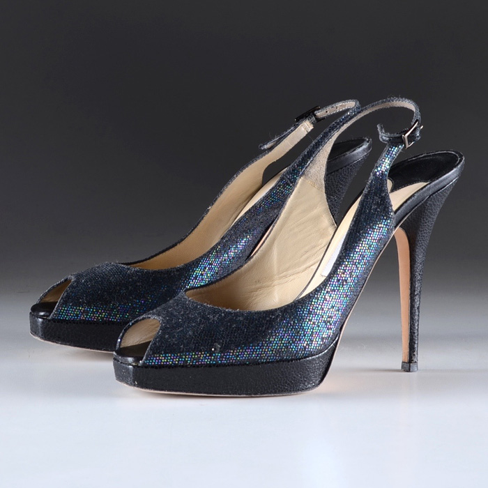 Jimmy Choo Peep Toe Sling Back Stilettos
