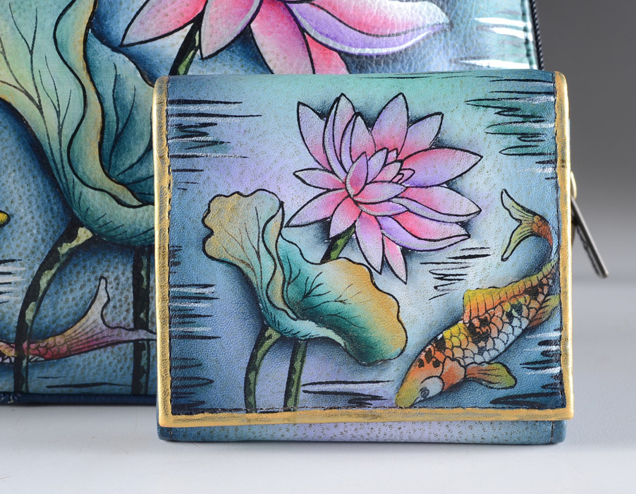 Anuschka Painted Leather Handbag and Matching Wallet