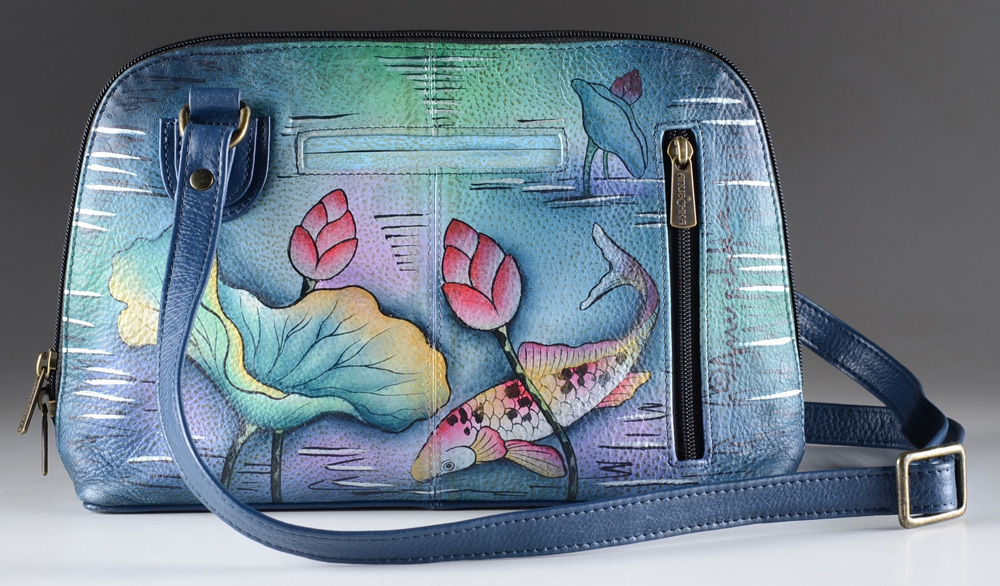 Anuschka Painted Leather Handbag and Matching Wallet