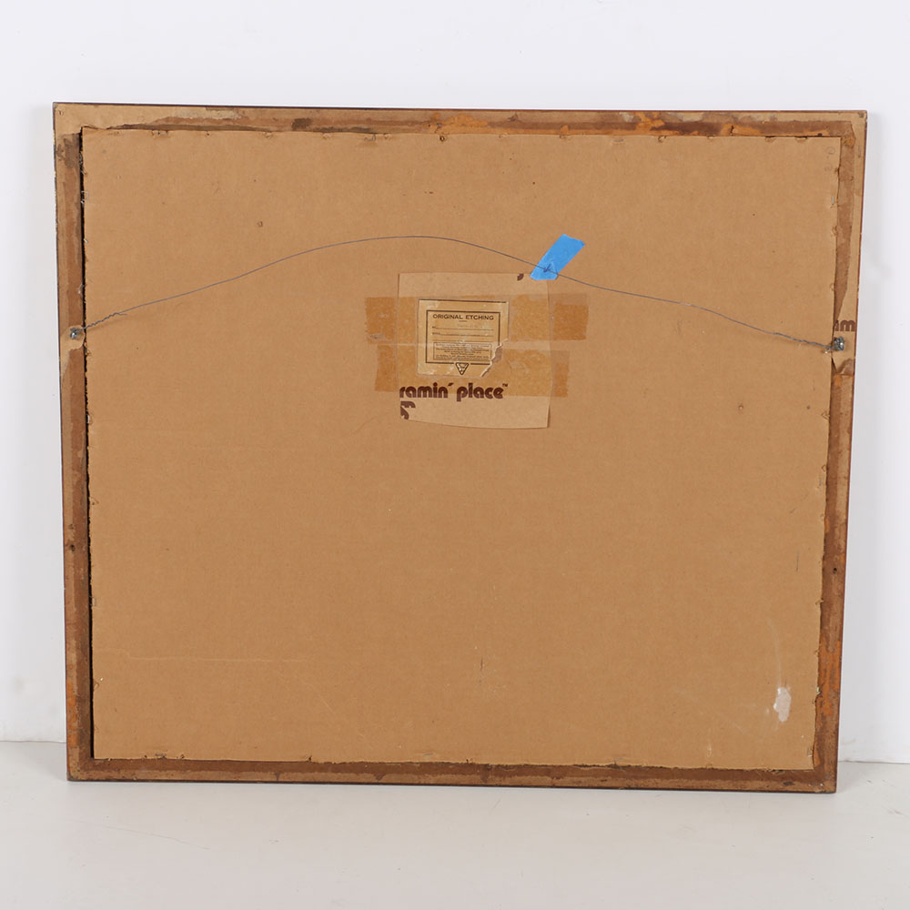 Charmeille Hand-Colored Etching "Houses in Alsace"