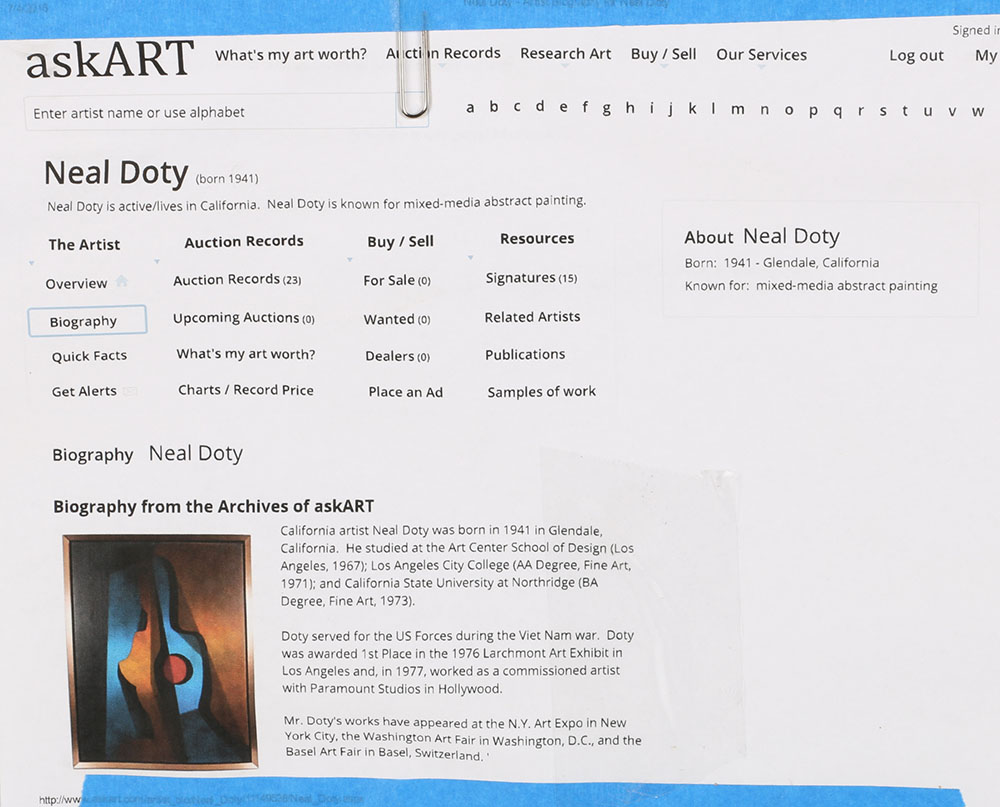 Neal Doty Signed Oil on Canvas of Male Figure