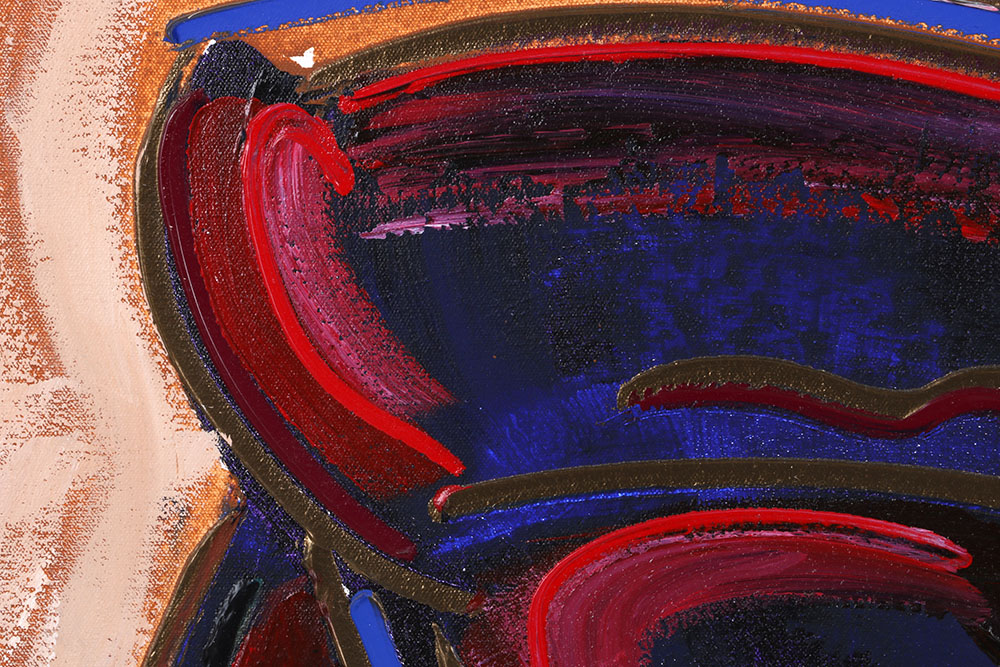 Gaylord Soli Abstract Acrylic on Canvas Painting of a Couple