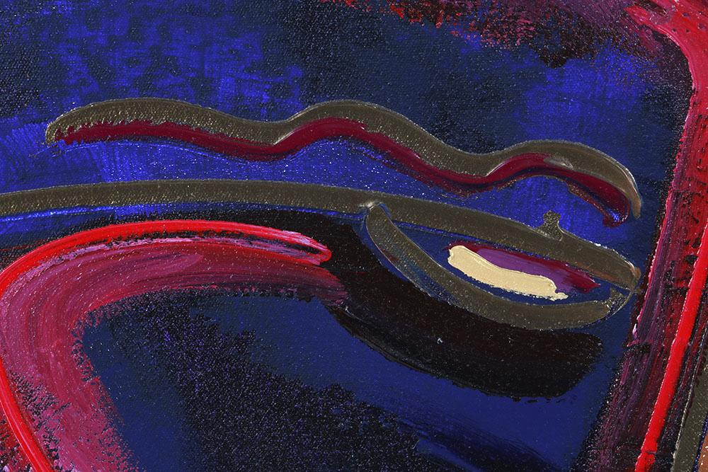 Gaylord Soli Abstract Acrylic on Canvas Painting of a Couple