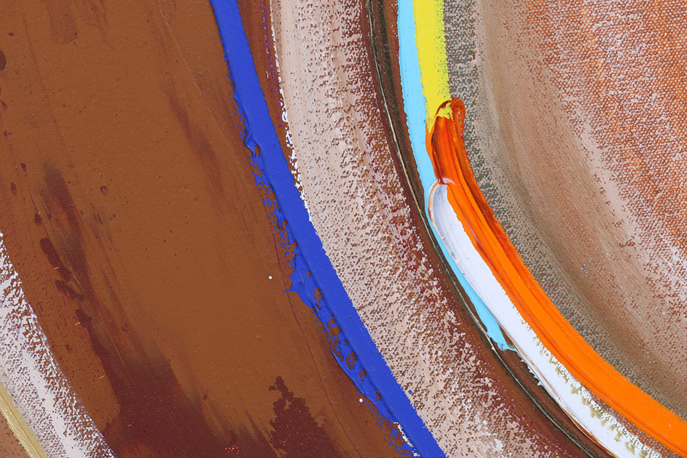 Gaylord Soli Abstract Acrylic on Canvas Painting of a Couple