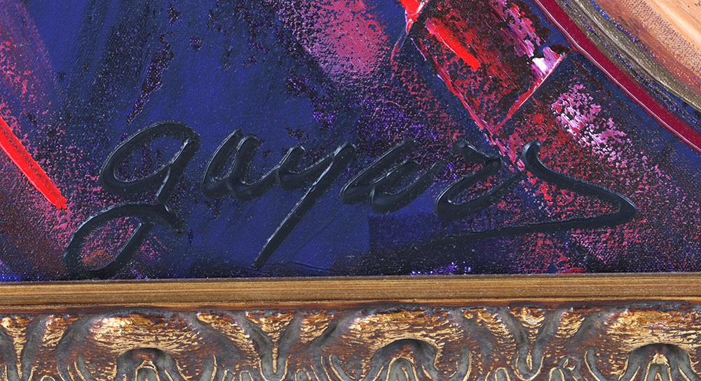 Gaylord Soli Abstract Acrylic on Canvas Painting of a Couple