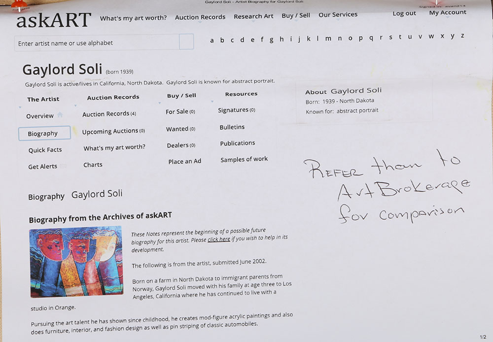 Gaylord Soli Abstract Acrylic on Canvas Painting of a Couple