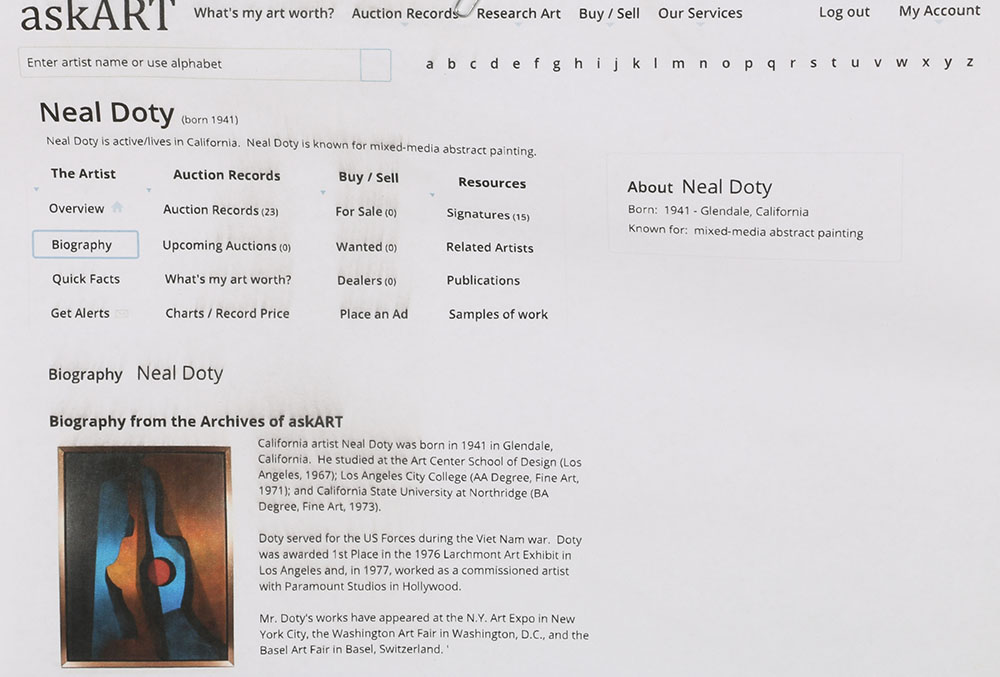 Neal Doty Signed Oil on Canvas Painting