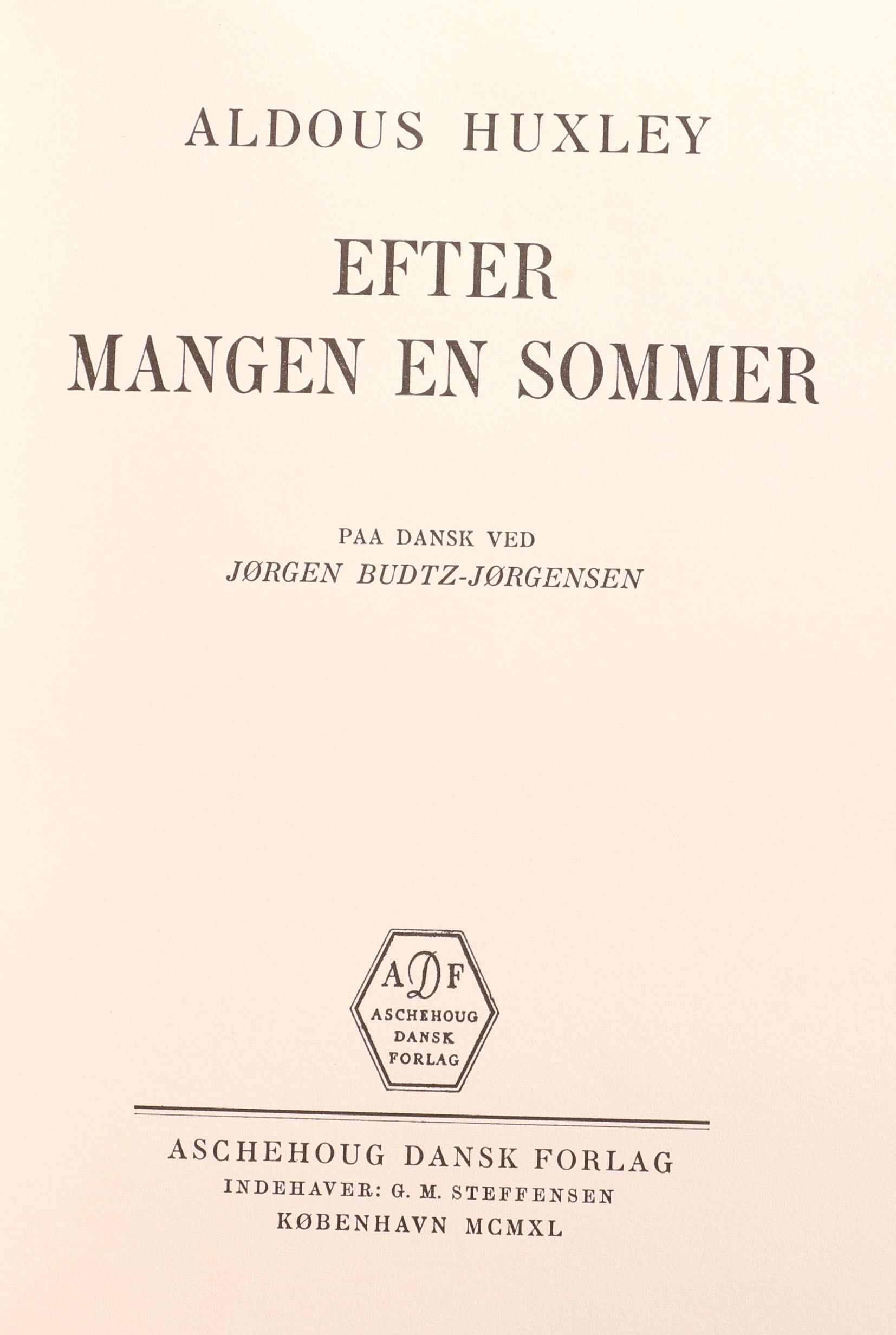 Five Danish Translations of Aldous Huxley Novels