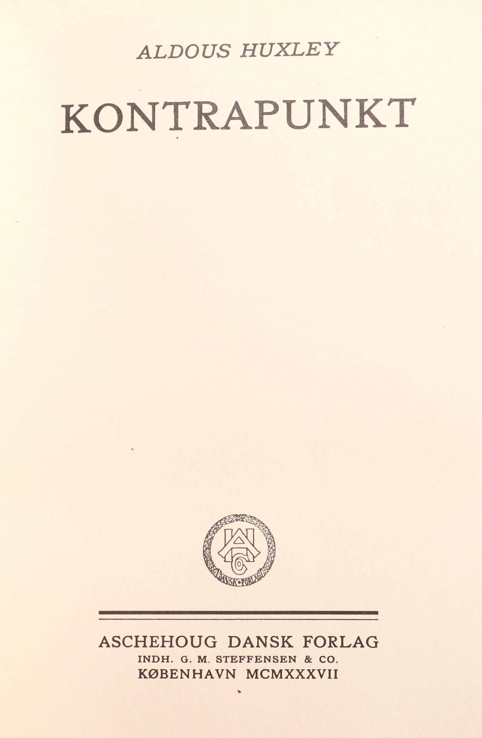 Five Danish Translations of Aldous Huxley Novels