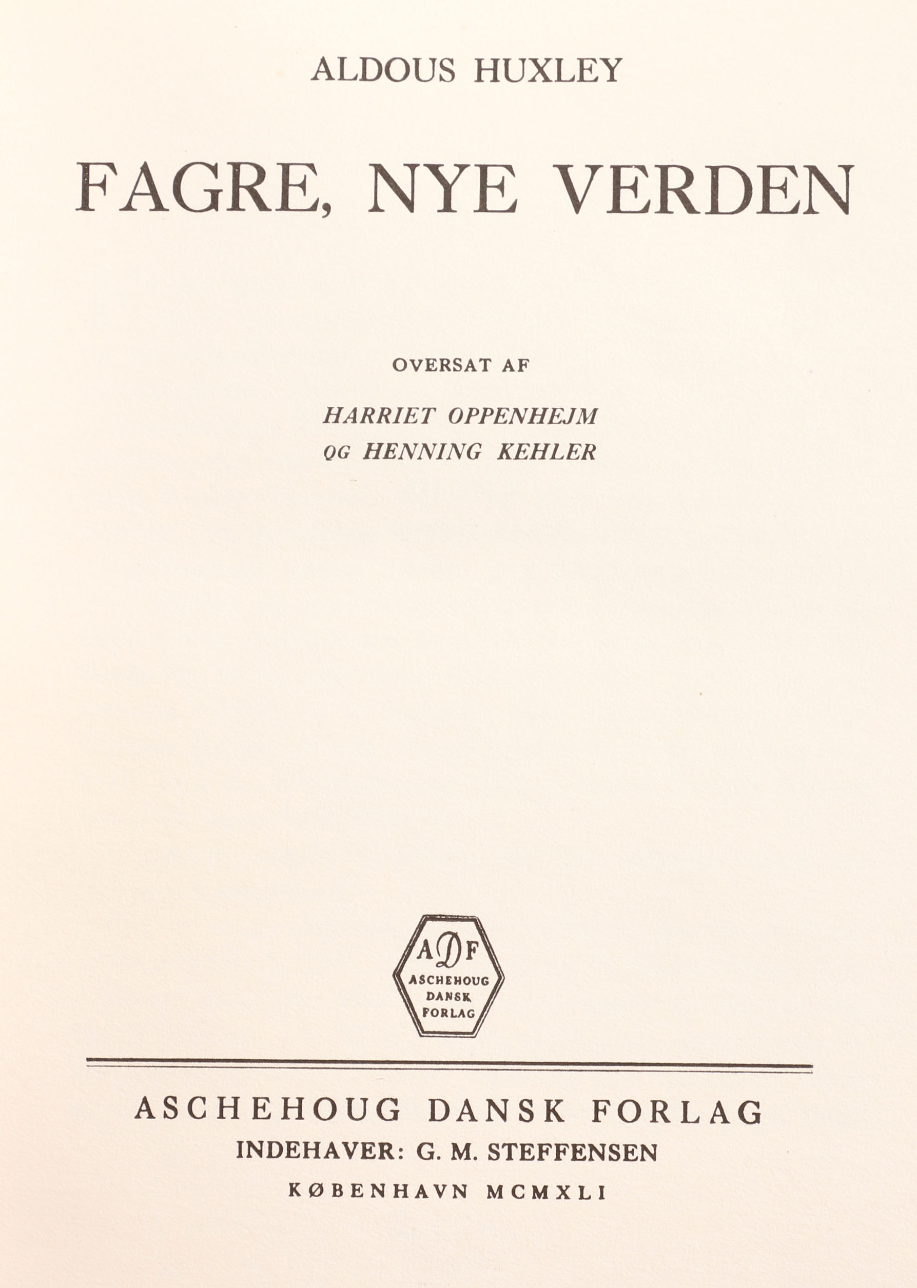 Five Danish Translations of Aldous Huxley Novels