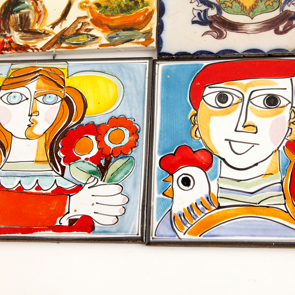 Vintage Hand Painted Tiles and Dishes