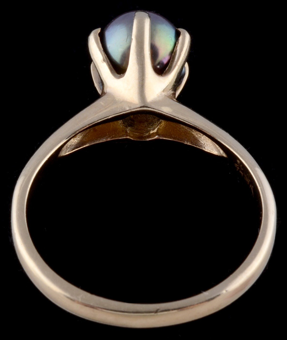 10K Yellow Gold Black Cultured Pearl Ring