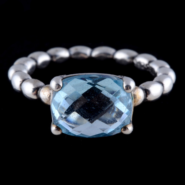 Pandora Sterling Silver Blue Topaz Ring