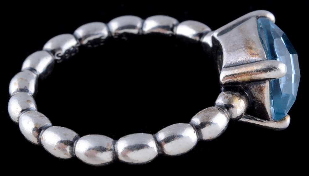 Pandora Sterling Silver Blue Topaz Ring