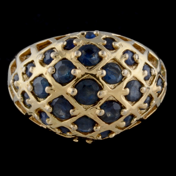 Sterling Vermeil Blue Sapphire Dome Ring