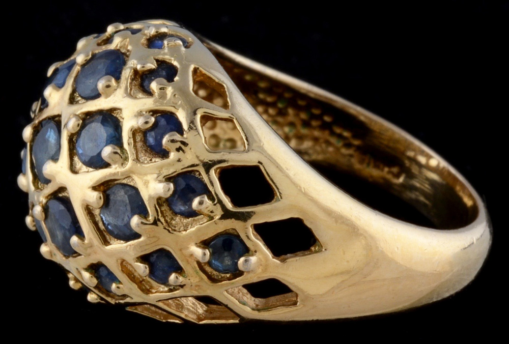 Sterling Vermeil Blue Sapphire Dome Ring