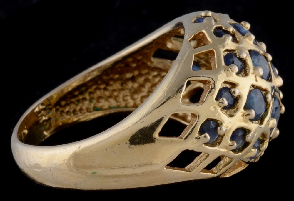 Sterling Vermeil Blue Sapphire Dome Ring