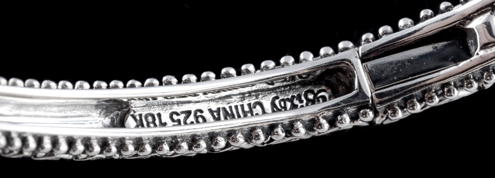 Bixby Sterling Silver and 18K Yellow Gold Cuff with a Dangling Dyed Cultured Drop Pearl