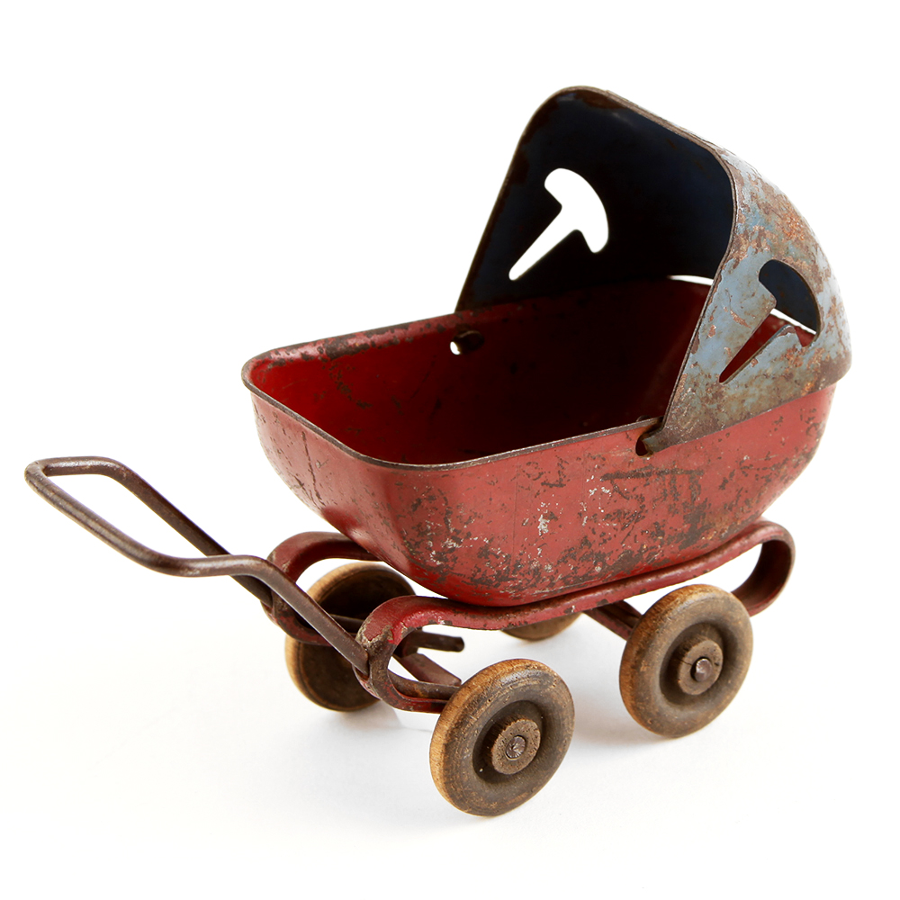 Vintage 1930s Hy-Speed Metal Craft Pressed Steel Toy Wagon and Wyandotte 1930s Doll Carriage