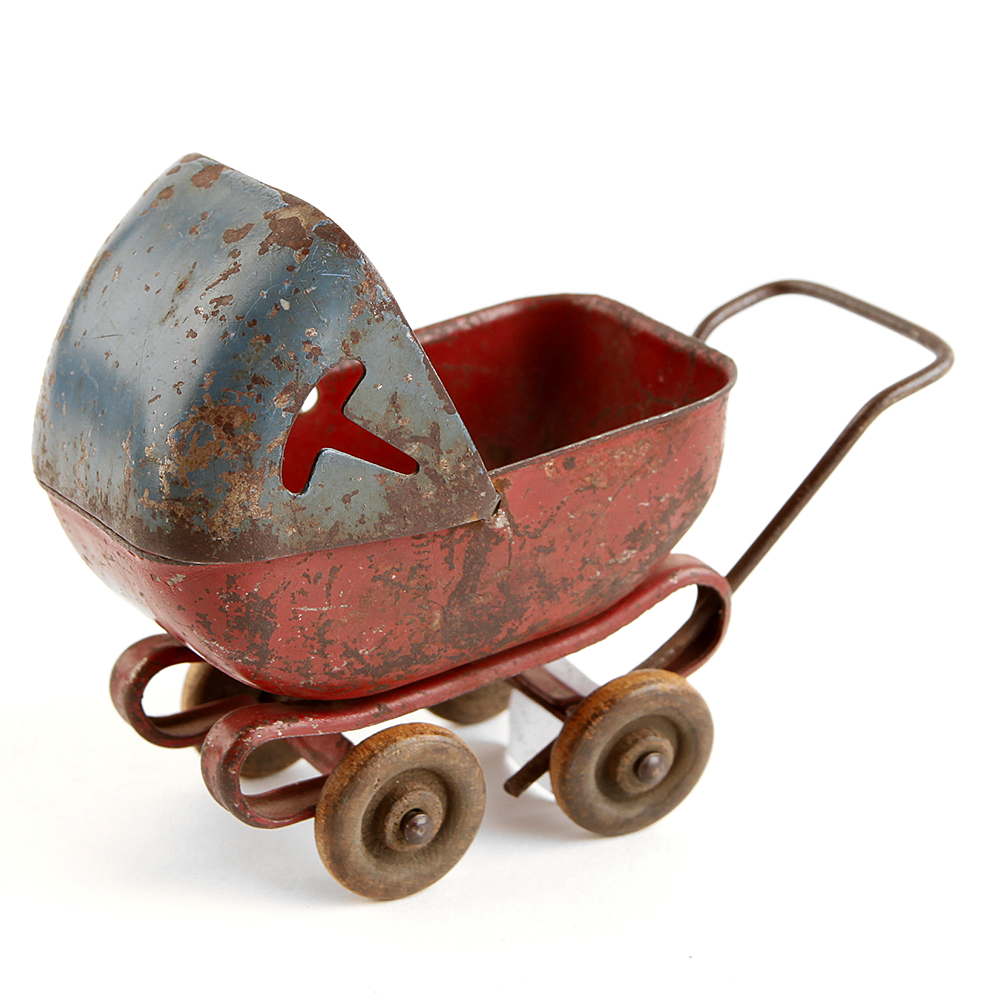 Vintage 1930s Hy-Speed Metal Craft Pressed Steel Toy Wagon and Wyandotte 1930s Doll Carriage