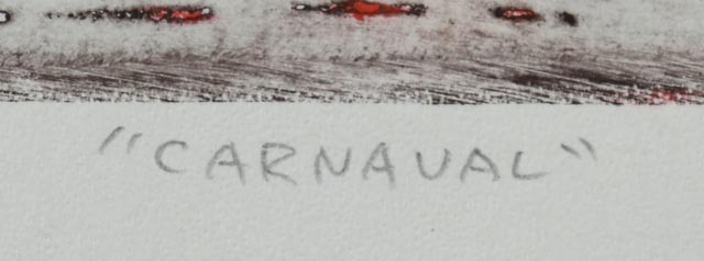 Alfredo Zalce Original Limited Edition Mixed Media Etching "Carnaval"