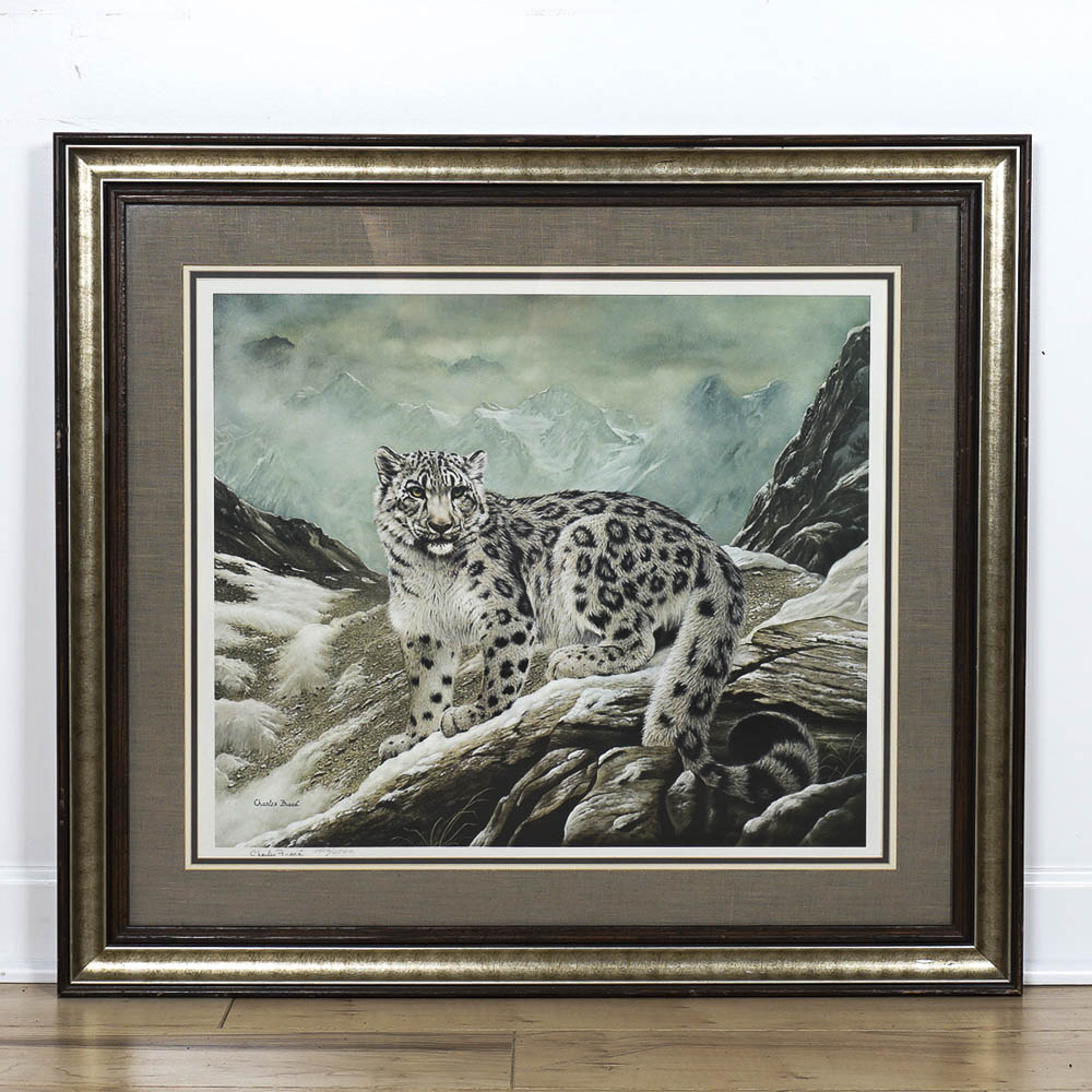 Charles Fracé Signed Offset Lithograph "Snow Leopard"