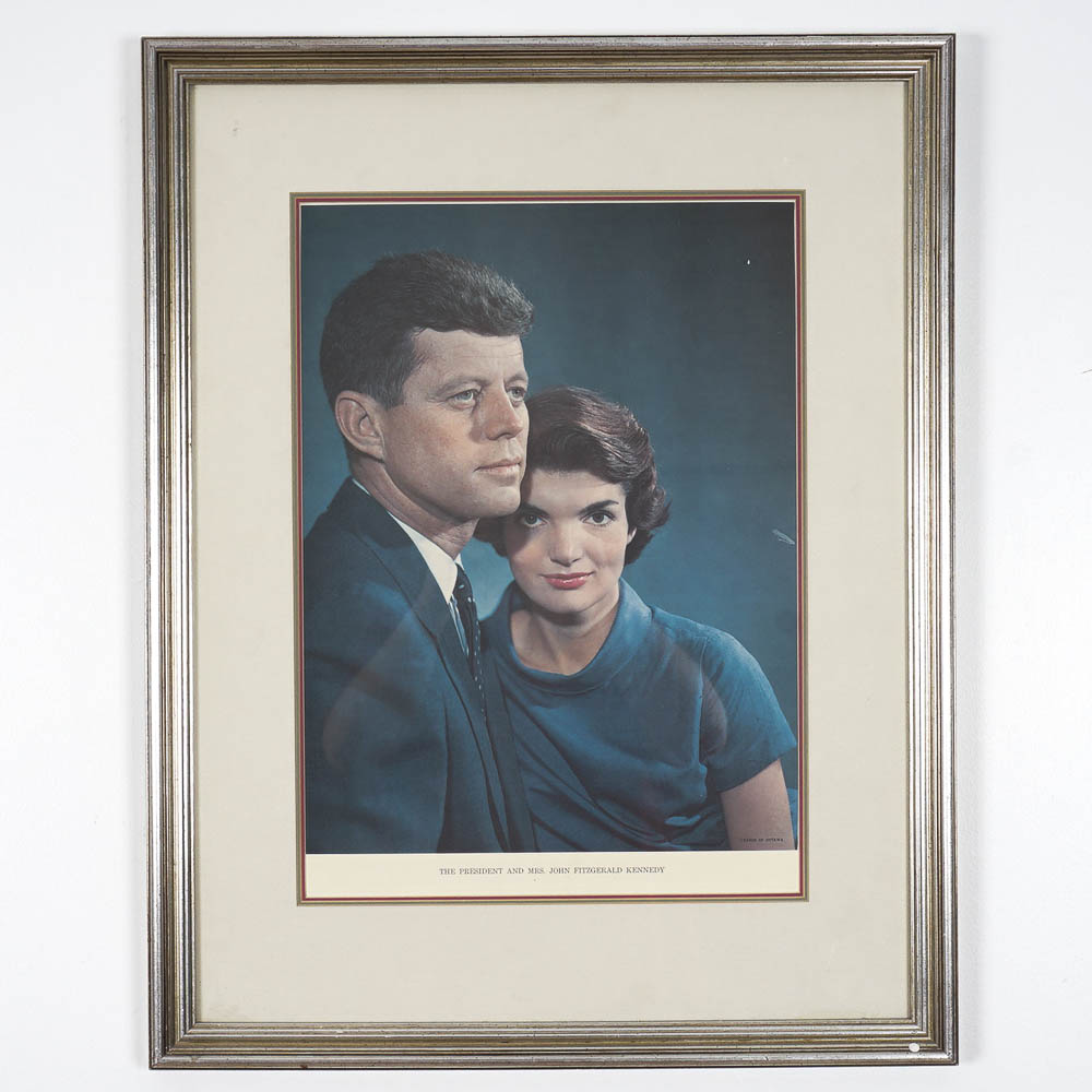 Offset Lithograph Print after Photo of President and Mrs. Kennedy