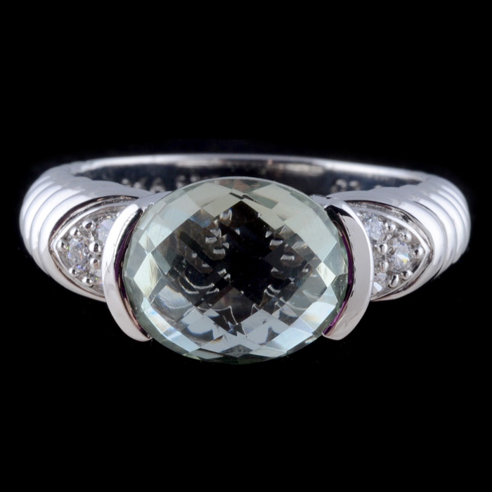 Judith Ripka Sterling Silver, Prasiolite and Cubic Zirconium Ring