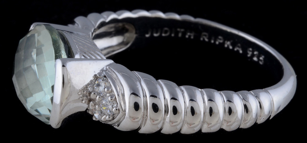 Judith Ripka Sterling Silver, Prasiolite and Cubic Zirconium Ring