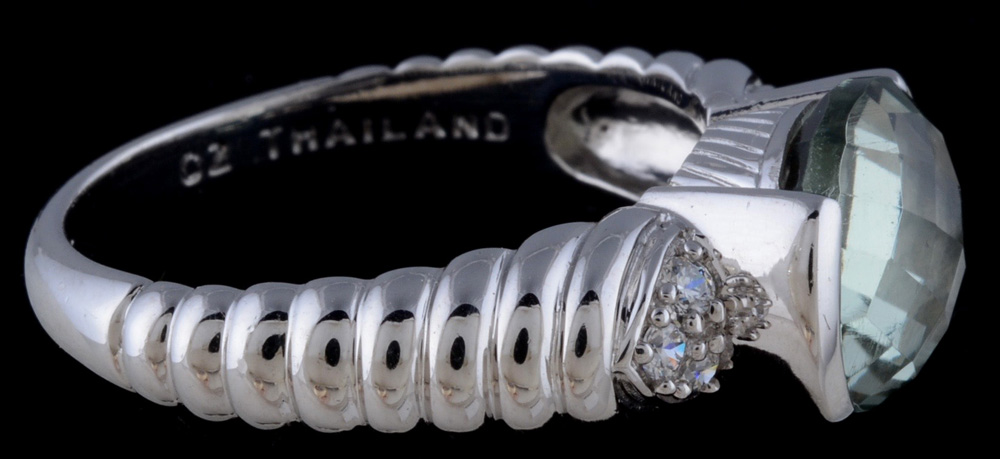 Judith Ripka Sterling Silver, Prasiolite and Cubic Zirconium Ring