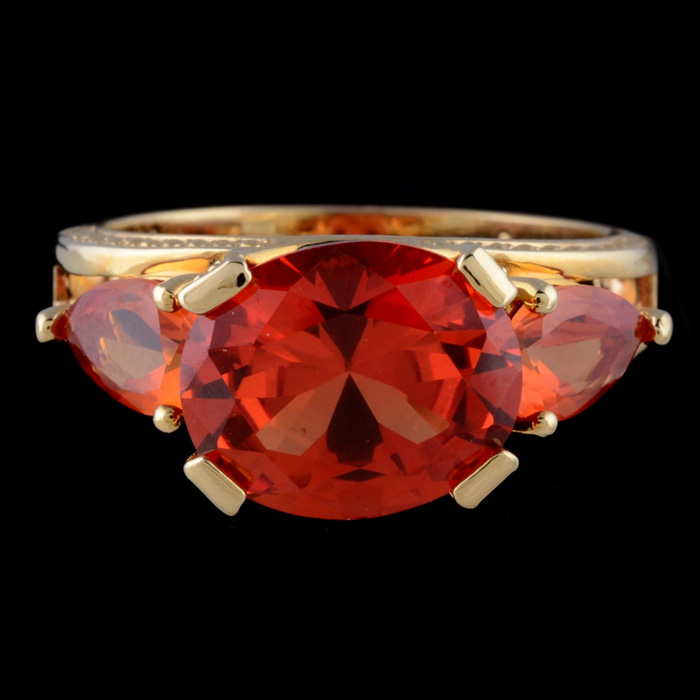 Sterling Silver Vermeil Synthetic Orange Sapphire Ring