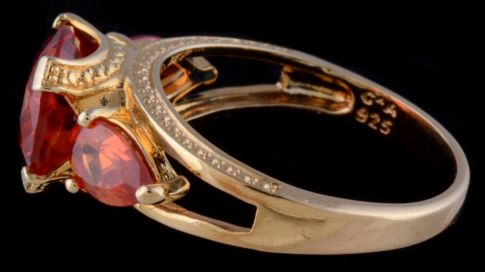 Sterling Silver Vermeil Synthetic Orange Sapphire Ring