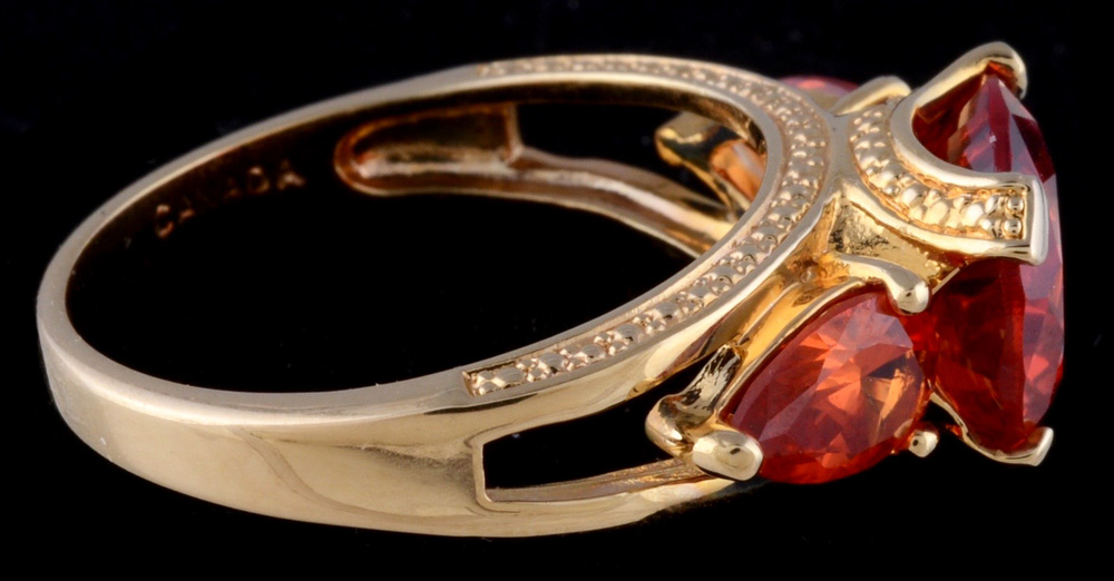 Sterling Silver Vermeil Synthetic Orange Sapphire Ring