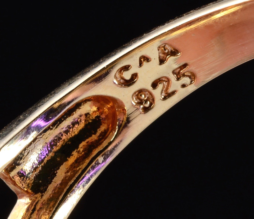 Sterling Silver Vermeil Synthetic Orange Sapphire Ring