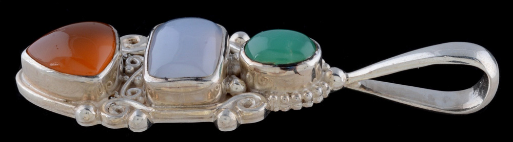 Sajen Sterling Silver Multi-Color Stone Pendant