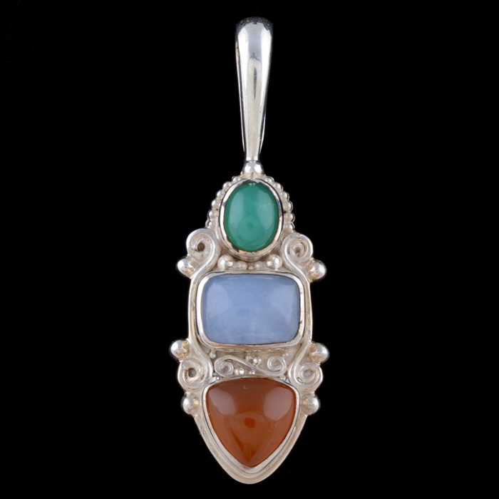 Sajen Sterling Silver Multi-Color Stone Pendant