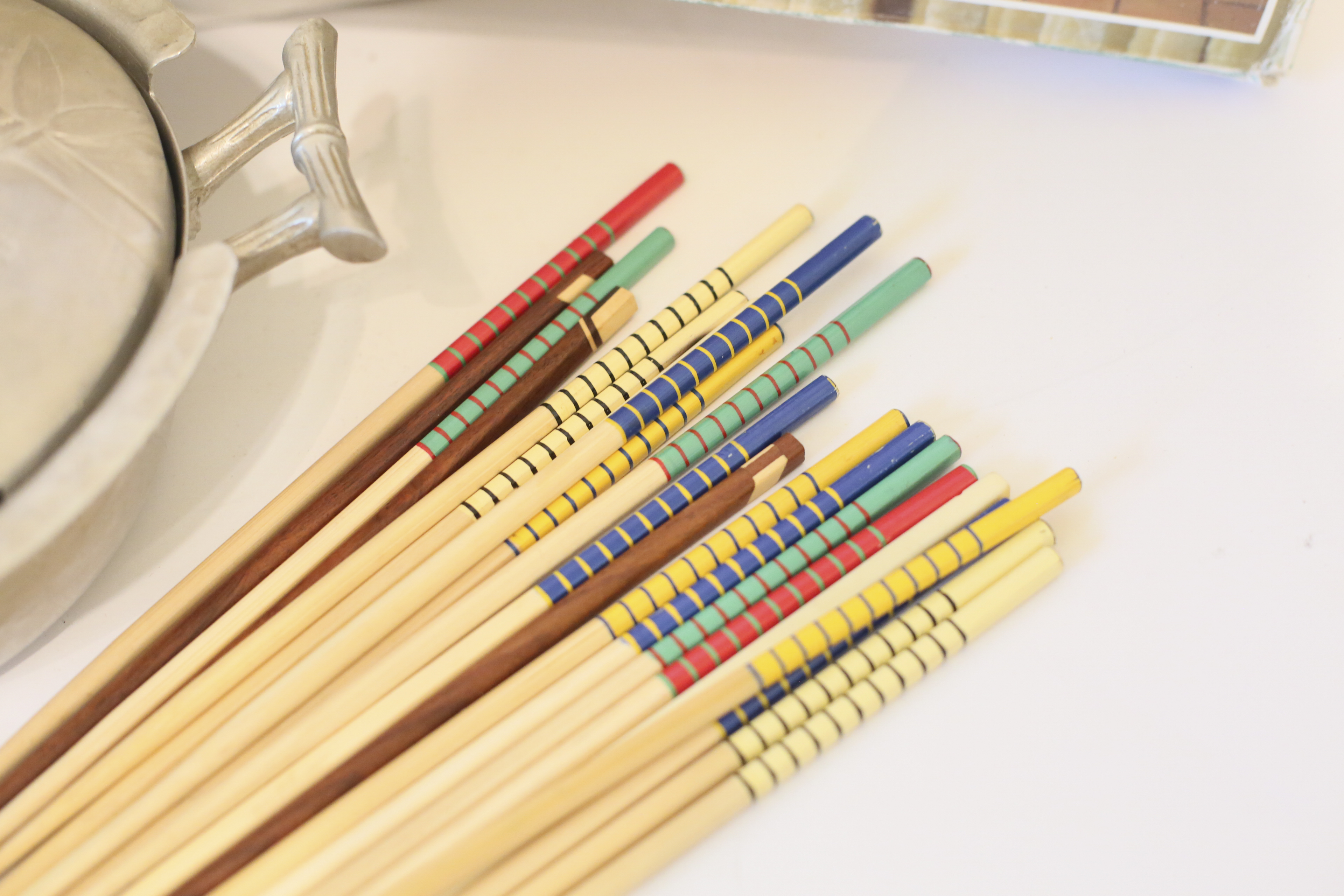 Pasta Set with Vintage Bamboo Patterned Dish