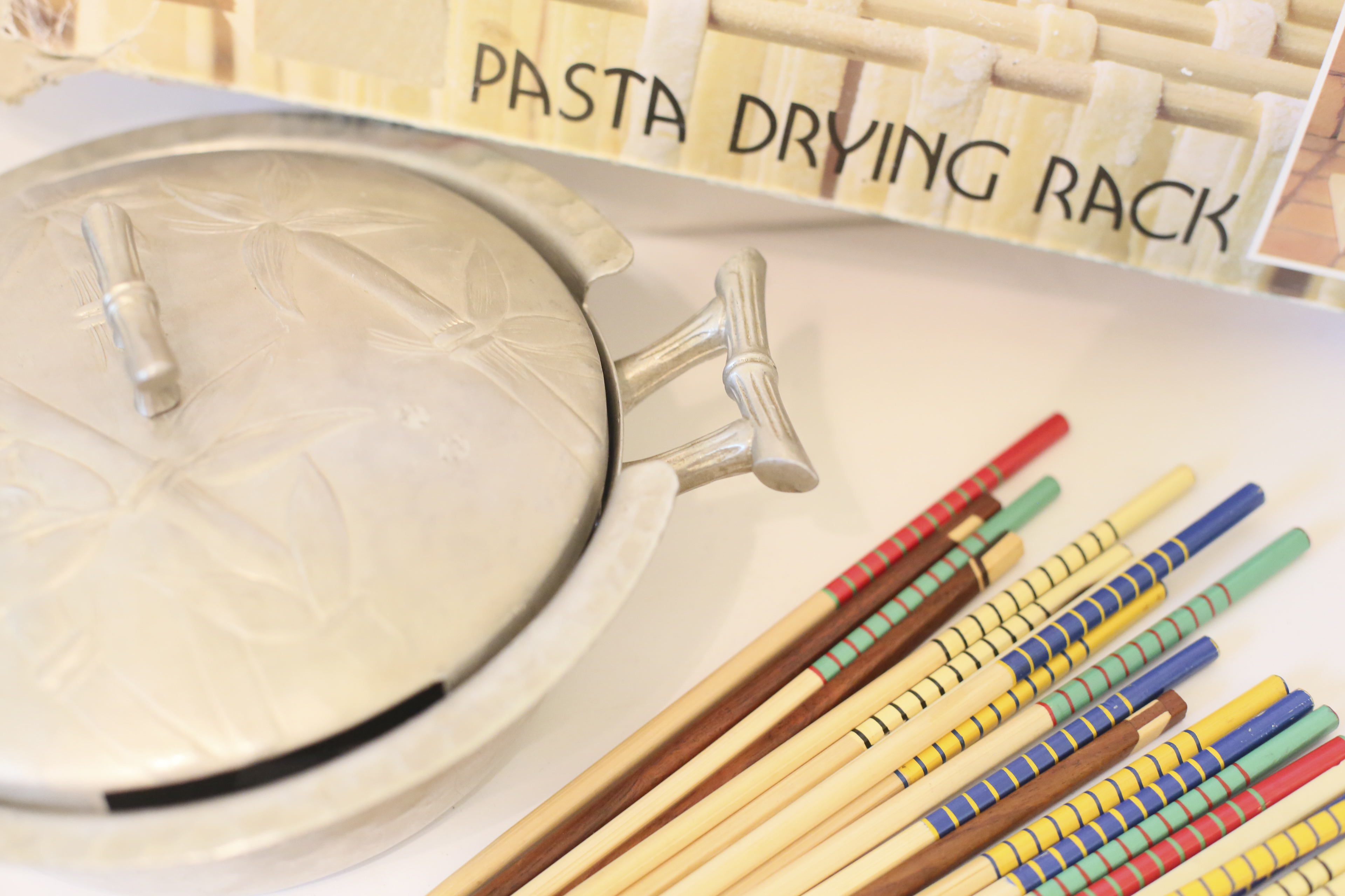 Pasta Set with Vintage Bamboo Patterned Dish