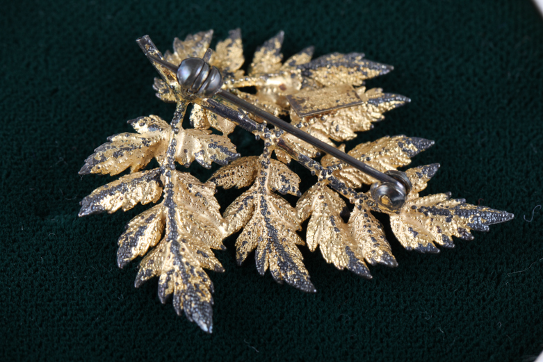 Vintage Flora Danica 24K Gold Over Sterling Leaf Pin