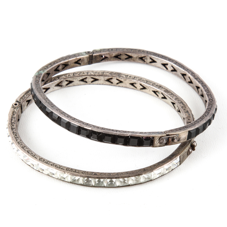 Pair of Vintage Hinged Sterling Silver Bracelets