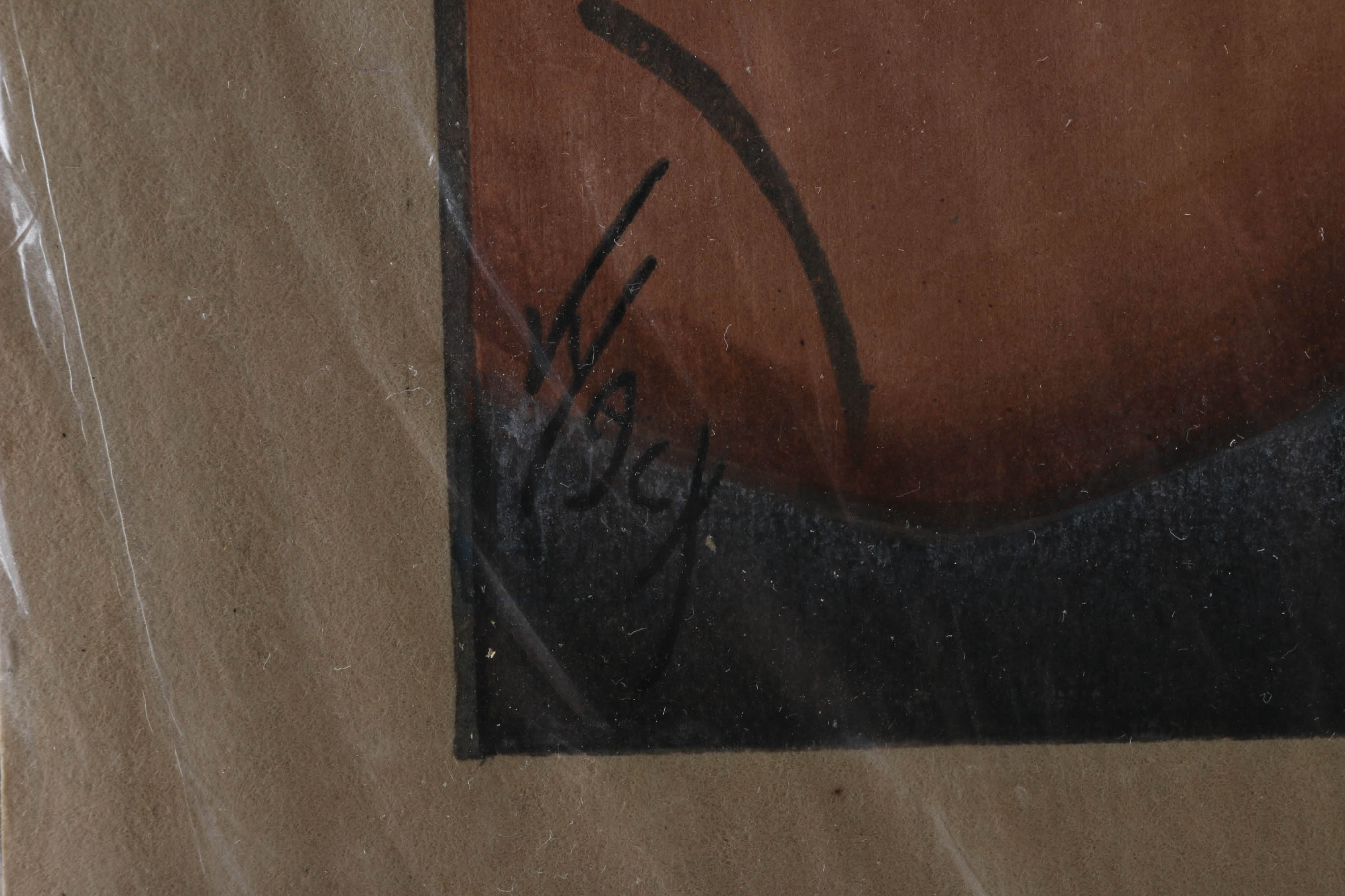 Sumo Wrestlers Signed Gouache Painting