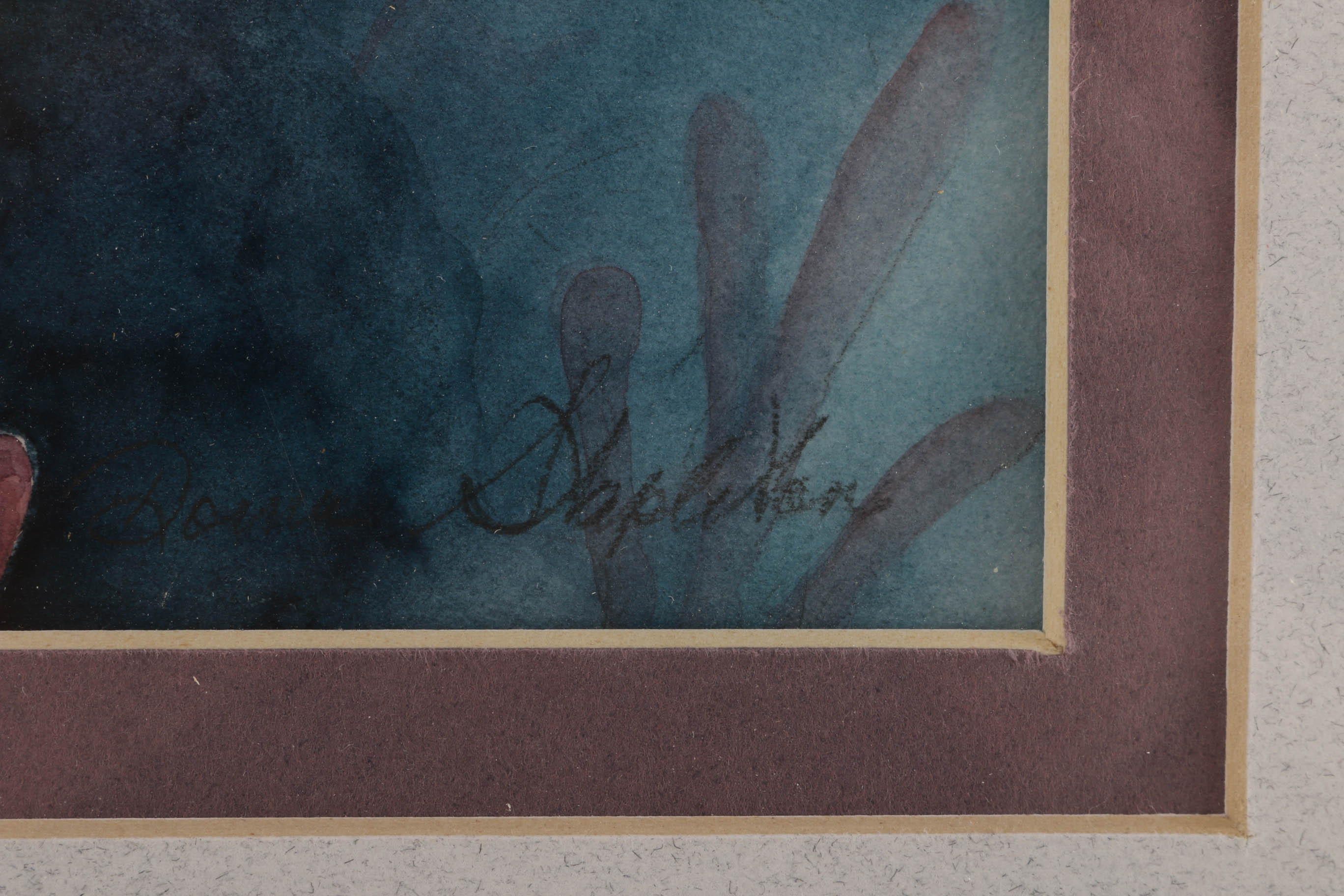 Original Print and Signed Watercolor of Fish